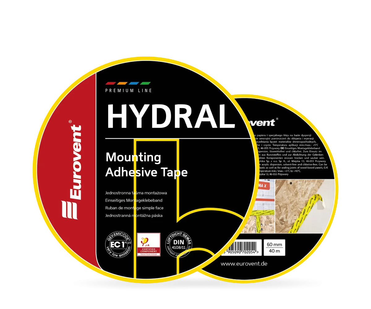 Eurovent® HYDRAL – innvendig tettingstape, 60 mm × 40 m